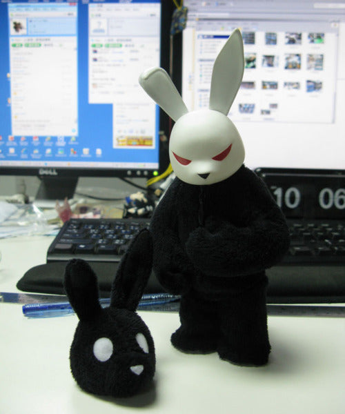 WHITE IN BLACK bunny rabbit by LUKE CHUEH